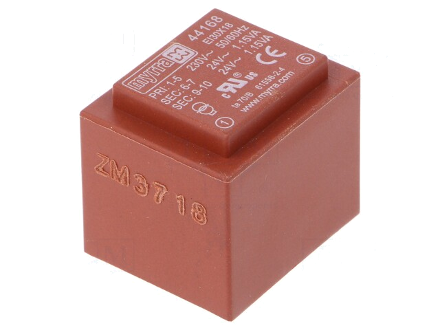 Transformator: ingegoten; 2,3VA; 230VAC; 24V; 24V; 48mA; 48mA; PCB Transformator: ingegoten; 2,3VA; 230VAC; 24V; 24V; 48mA; 48mA; PCB